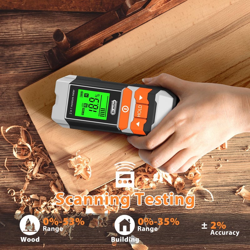 Dr.meter Wood Moisture Meter, 2 in 1 Pin & Pinless Moisture Tester, Digital Dampness Moisture Sensor Detector for Wood Firewood Drywall Paper Floor Woodworking, Water Leak Detector - Image 3